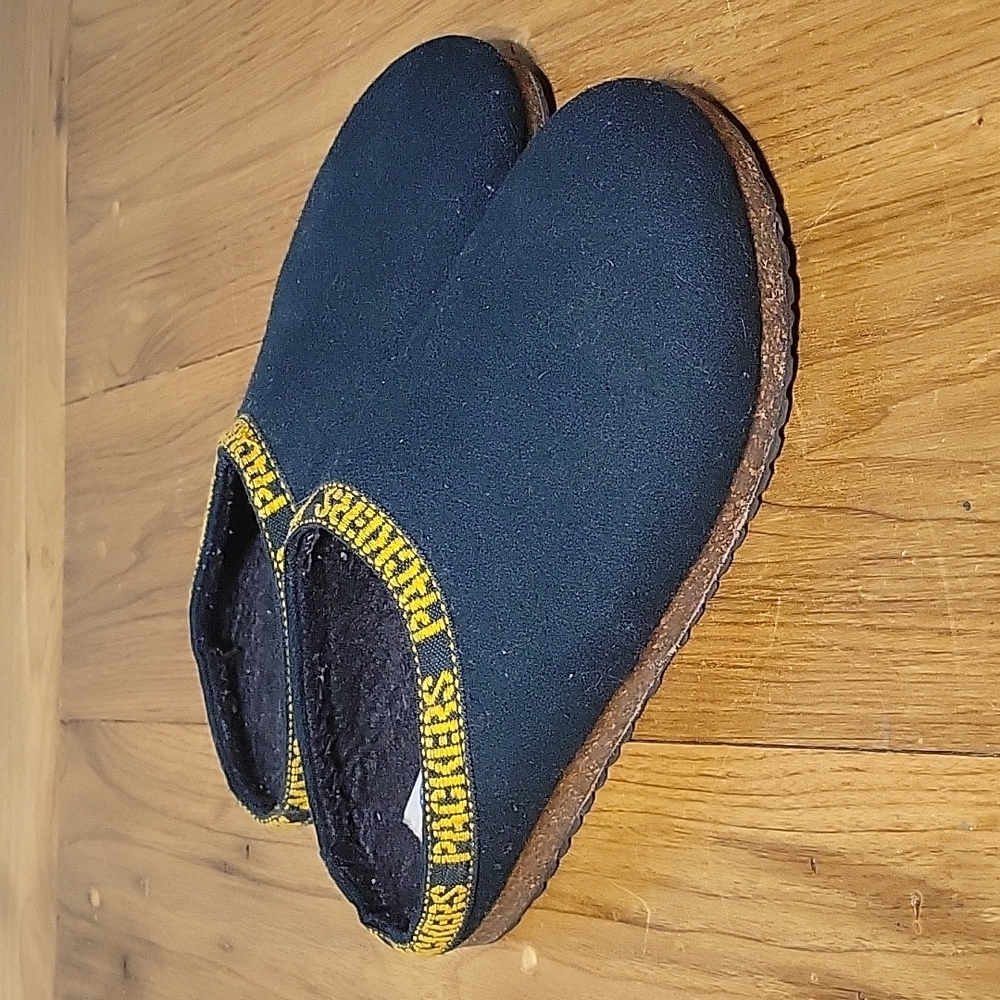 NFL brand size 10 wool Green Bay Packers slipper clogs with cork & rubber